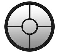 vidaXL Garden Mirror - Black Iron - Round Wall Hanging Outdoor Decorative Mirror - 40 cm Diameter - Stable and Durable