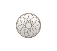 vidaXL Garden Mirror - Iron Round Sand-Colored Outdoor Mirror With Decorative Flower Design, Easily Wall-Mountable, 60x3 cm