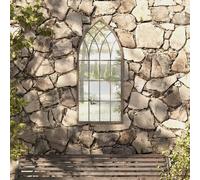 Garden Mirror Iron for Outdoor Use Decor Black/Sand 100x45/70x30 cm vidaXL