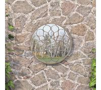 vidaXL Garden Mirror Sand 60x3 cm Iron Round for Outdoor Use