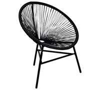 vidaXL Garden String Moon Chair Poly Rattan 69x66x87cm Black Outdoor Seat