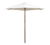 vidaXL Outdoor Parasol with Wooden Pole and Cream White Polyester Canopy, Large Coverage, UV-Resistant, Ideal for Patio, Garden, Deck - 270x270 cm.