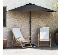 Garden parasol Black 294x150x224cm Polyester Steel LED Solar Manual Crank small