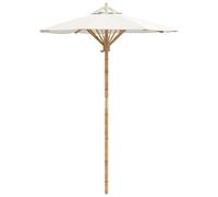 vidaXL Garden Parasol Cream White Ø 150 x 210 cm Bamboo, Garden and Terrace, Modern Round Parasol, Durable, Lightweight Umbrella, UV Protection, Weather Resistant, Easy Storage