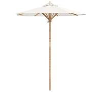 vidaXL Garden Parasol Cream White Ø 180 x 230 cm Bamboo, Garden and Terrace, Modern Round Parasol, Durable, Lightweight Umbrella, UV Protection, Weather Resistant, Easy Storage