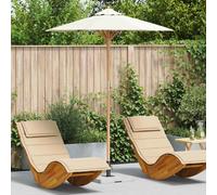 vidaXL outdoor patio umbrella/large sunshade - cream polyester, wood, 180cm - adjustable height, round design for garden/patio/deck