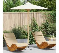 vidaXL Garden Parasol Cream White dia. 217 x 230 cm Bamboo, White