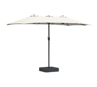 vidaXL Garden Parasol Sand and Anthracite 385 x 209 x 244 cm Polyester, Modern Outdoor Parasol, Durable Balcony Shade Structure, Collapsible Garden Umbrella, UV Shield for Summer Protection