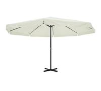 Garden Parasol 500cm White Polyester Canopy Aluminium Pole 3m Crank Stable Base