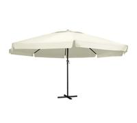 Garden Parasol 600cm Sand White PA-Coated Polyester Canopy Aluminium Pole Crank