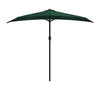 vidaXL Balcony Parasol - Half Round Outdoor Umbrella with Crank, UV Protective Green Polyester, Strong Aluminium Pole