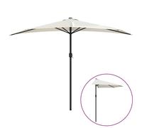Garden Parasol Half Round Dark Sand 300x155cm Polyester Crank Air Vent 5 Ribs UV