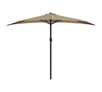 vidaXL Balcony Parasol Umbrella | 300x155 cm | Half Round with Crank Mechanism | Aluminium Pole | Taupe | UV & Fade-Resistant Polyester