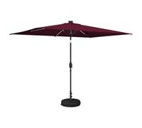 vidaXL Garden Parasol with LED Lights and Base 200 x 300 cm Polyester, Patio Garden, Modern Parasol, LED Lights, Outdoor Shade Umbrella, UV Protection, Evening Ambiance Covering