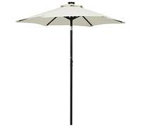 vidaXL Garden Parasol with LED Lights, Outdoor Umbrella for Balcony, Sunshade for Table, Patio Canopy, UV Protection Sun Shelter, Sand Aluminium