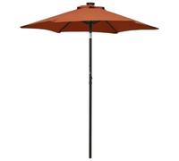 vidaXL Garden Parasol with LED Lights, Outdoor Umbrella for Balcony Terrace, Sunshade for Table, Patio Canopy, Sun Shelter, Terracotta Aluminium