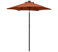 vidaXL Garden Parasol with LED Lights Outdoor Umbrella Terracotta Aluminium