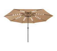 vidaXL Garden Parasol with LED Lights Sunshade Outdoor Umbrella Canopy Taupe