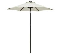 vidaXL Garden Parasol with LED Lights Sunshade Outdoor Umbrella Sand Aluminium