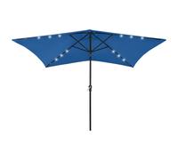 vidaXL Parasol with LEDs and Steel Pole Azure Blue 2x3 m Outdoor Umbrella