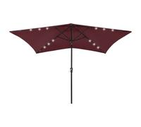 vidaXL Parasol with LEDs and Steel Pole Bordeaux Red 2x3 m UK GF0