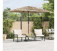 vidaXL Garden Parasol with LEDs and Steel Pole Brown 248x248x248 cm