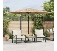 vidaXL Garden Parasol with LEDs and Steel Pole Brown 288x288x225 cm