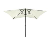 vidaXL Garden Parasol with LEDs and Steel Pole, Outdoor Umbrella for Balcony, Sunshade for Table, Patio Canopy, UV Protection Sun Shelter, Sand