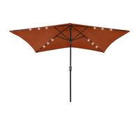vidaXL Parasol with LEDs and Steel Pole Terracotta 2x3 m Outdoor Umbrella