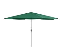 Garden Parasol 390cm Green Polyester Canopy Metal Pole 8-Rib Crank Vent UV247cm