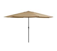 Garden Parasol Taupe 390cm Polyester Canopy Metal Pole 8-Rib Crank UV-Protective