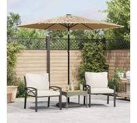 Garden Parasol Brown 268x268x226cm Polyester Fabric Steel Pole Straw Top Crank 8