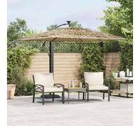 vidaXL Brown Straw Top Cantilever Parasol with Steel Pole 2.9m - Size: 238 x 290 x 290cm - Wilko