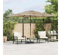 vidaXL Brown LED Light Straw Top Cantilever Parasol with Steel Pole 2.9m - Size: 238 x 290 x 290cm - Wilko