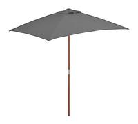 vidaXL Garden Parasol with Wooden Pole, Outdoor Umbrella for Balcony Terrace, Sunshade for Table, Patio Canopy, UV Protection Sun Shelter, Anthracite