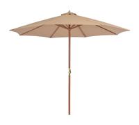 vidaXL Outdoor Parasol with Wooden Pole 300cm Taupe Garden Umbrella Sunshade
