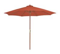 vidaXL Garden Parasol with Wooden Pole, Outdoor Umbrella for Balcony Terrace, Sunshade for Table, Patio Canopy, UV Protection Sun Shelter, Terracotta