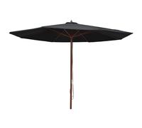 vidaXL Garden Parasol with Wooden Pole 350 cm Black