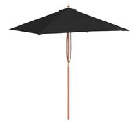 vidaXL Garden Parasol with Wooden Pole Black 150x200 cm