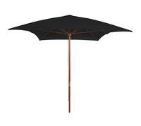 vidaXL Garden Parasol with Wooden Pole Black 200x300 cm