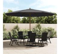 vidaXL Garden Parasol with Wooden Pole Black 400x273 cm