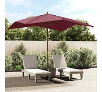 vidaXL Garden Parasol with Wooden Pole Bordeaux Red 300x300x273 cm UK HOT