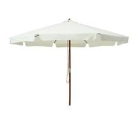 vidaXL Garden Parasol with Wooden Pole, Outdoor Umbrella for Balcony Terrace, Sunshade for Table, Patio Canopy, UV Protection Sun Shelter, Sand White