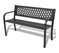 vidaXL Garden/Patio Bench in Black with Steel Frame and PVC Backrest - Weather- Outdoor Seating for Two