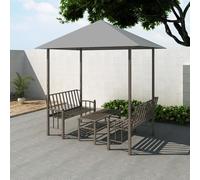 vidaXL Garden Pavilion with Table and Benches 2.5x1.5x2.4 m Anthracite