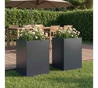 VidaXL Garden Planter 2 Pcs Anthracite 40 X 40 X 75 Cm