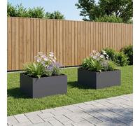 VidaXL Garden Planter 2 Pcs Anthracite 60 X 60 X 40 Cm
