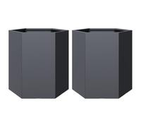 vidaXL Garden Planter 2 pcs Anthracite Hexagon 46x40x45 cm Steel