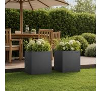VidaXL Garden Planter 2 Pcs Black 25 X 25 X 25 Cm Cold-rolled Steel