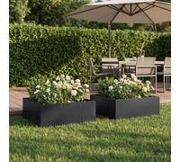 VidaXL Garden Planter 2 Pcs Black 40 X 40 X 20 Cm Cold-rolled Steel